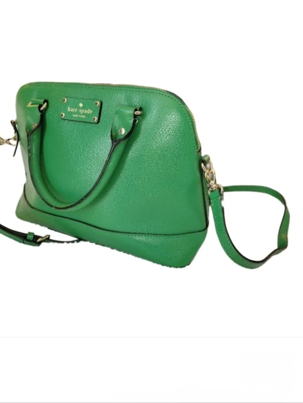 Kate Spade Wellesley Rachelle Small Satchel Green With Handle & Shoulder Strap